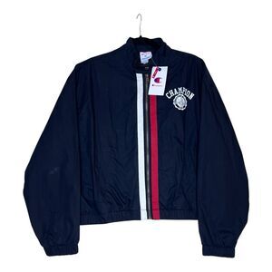 NEW Champion Windbreaker Jacket Womens XL Navy Full Zip Lightweight Athletic